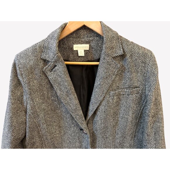Appleseed’s Women’s Herringbone Wool Blazer Size 14 Academia Ivy League Preppy - Picture 2 of 8